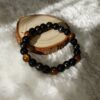 Pulseira Olho de Tigre, Hematite e Obsidiana Negra 8mm