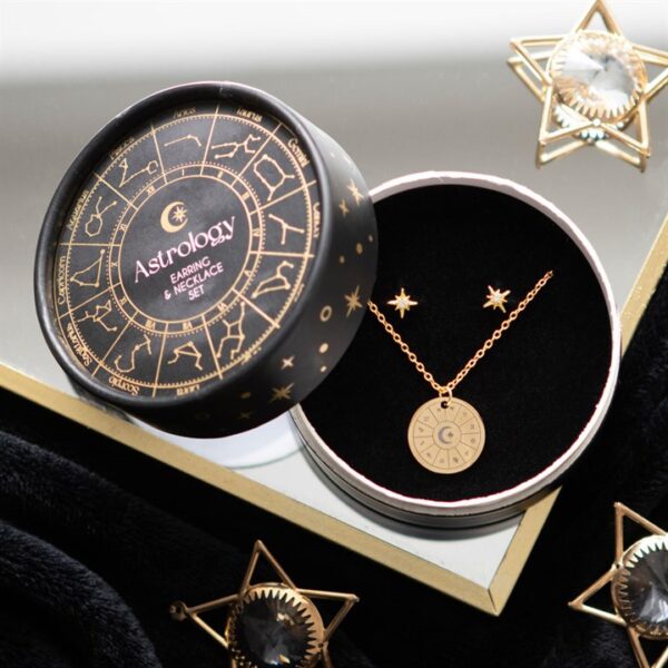 CNJ001_1 Conjunto “Astrology Wheel” – Colar e Brincos