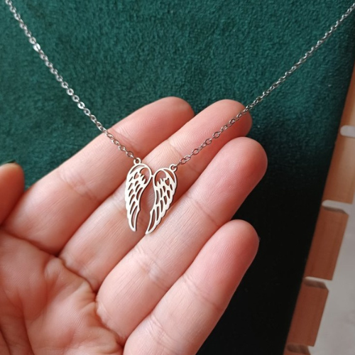 Colar Asas de Anjo Prateado