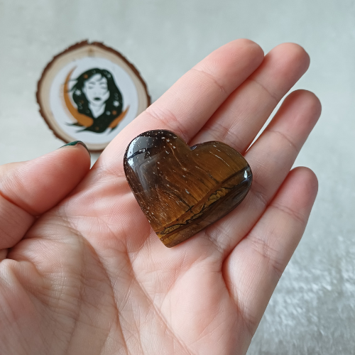 Coração de Olho de Tigre (3-4 cm)